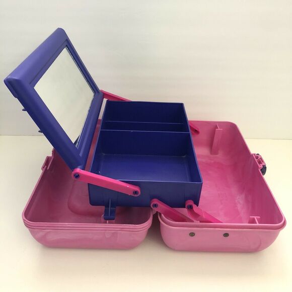 Vintage Caboodles Pink Marble Purple Storage Makeup Cosmetic Train Case 2620 - Picture 7 of 12